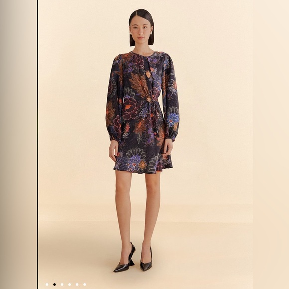 Farm Rio Black Sparkle Flowers Mini Dress - Picture 3 of 10